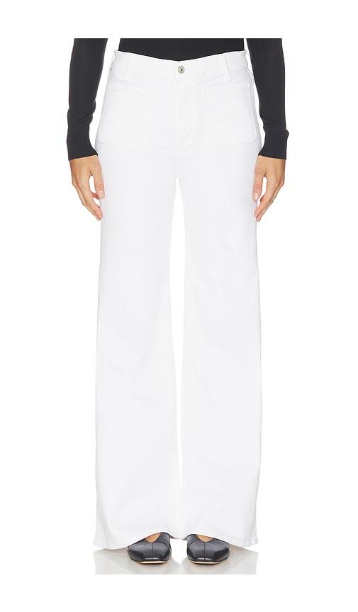 citizens of humanity kimberly patch pocket flare jeans in white.