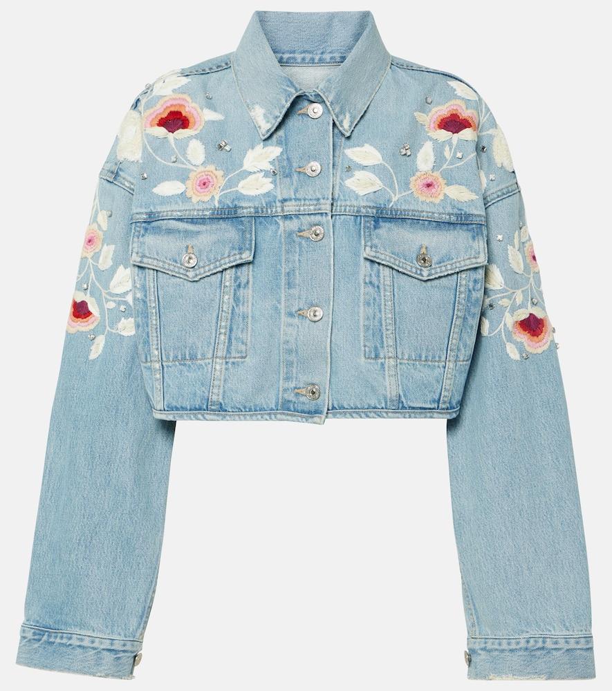 citizens of humanity lena embroidered cropped denim jacket