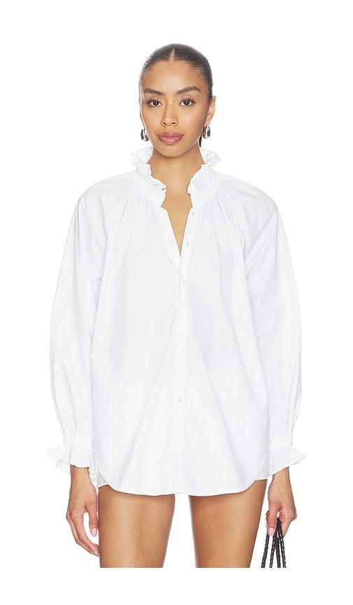 citizens of humanity loretta ruffle top in white.