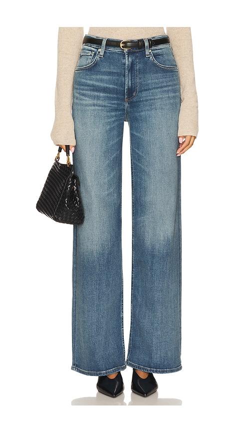 citizens of humanity lyra wide leg jeans in blue.