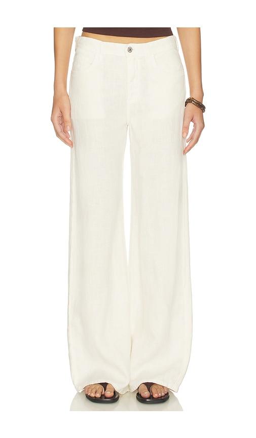 citizens of humanity nora linen trouser leg pants in ivory.