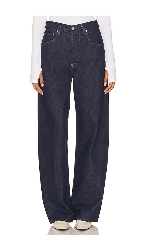 citizens of humanity petite ayla baggy jeans in blue.