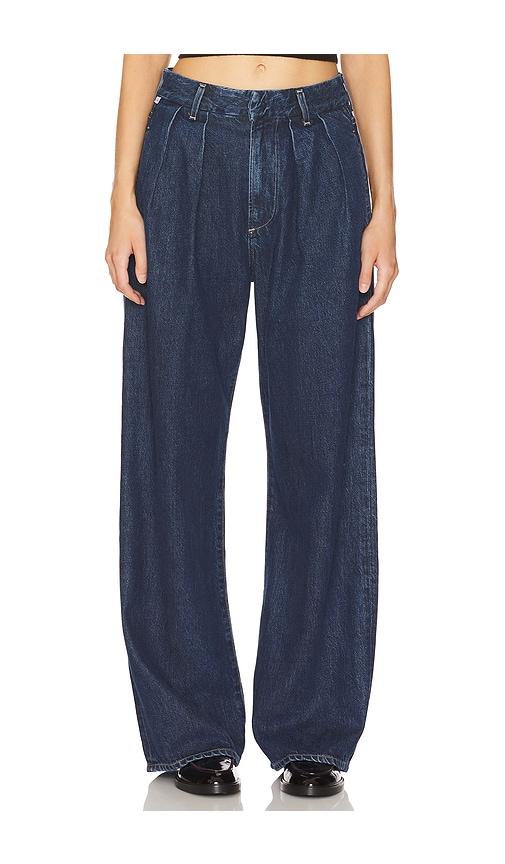 citizens of humanity petra pleated wide leg jeans in denim-dark.