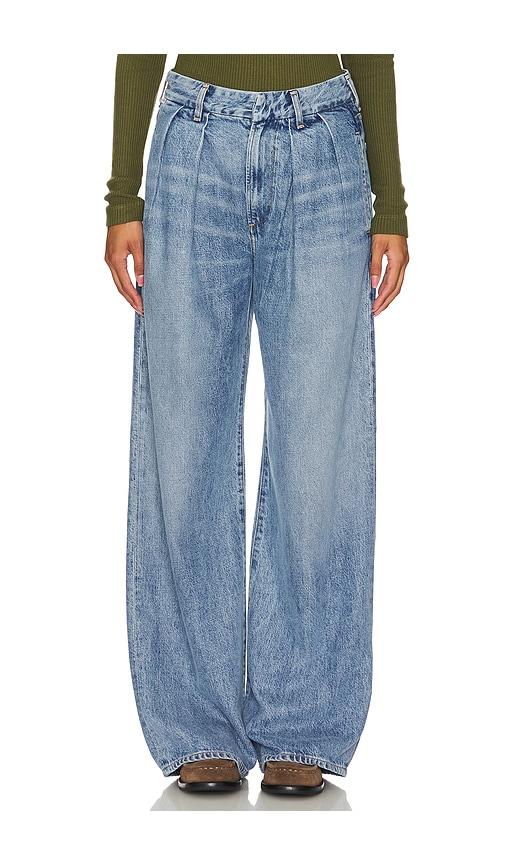 citizens of humanity petra pleated wide leg jeans in denim-light.