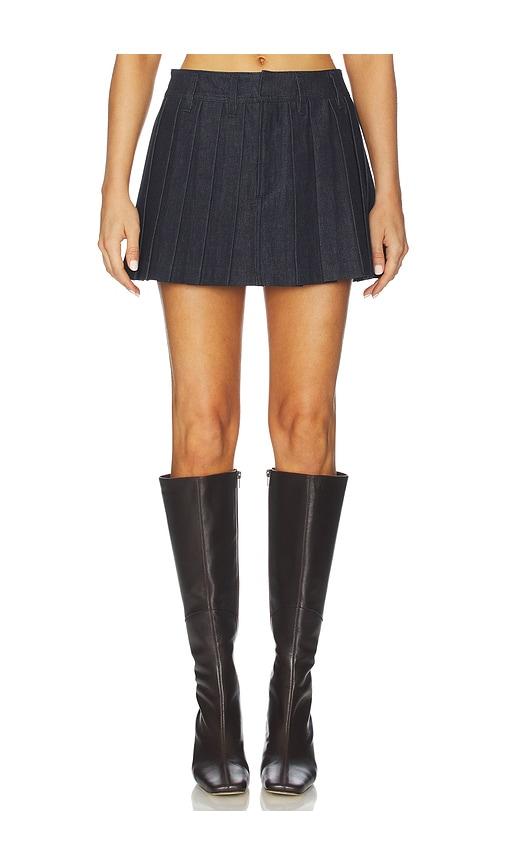 citizens of humanity pleated mini skirt in navy.