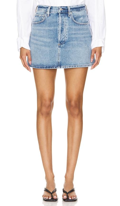 citizens of humanity ramona mini skirt in denim-light.