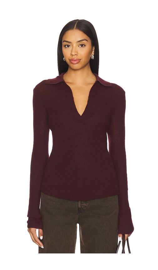 citizens of humanity simone polo sweater in burgundy.