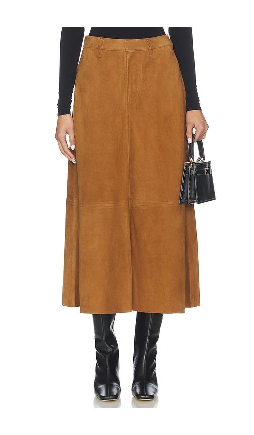 citizens of humanity suede cassia skirt in cognac.