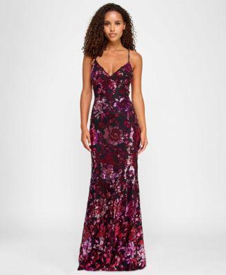 city studios juniors sequin embellished v neck sleeveless gown created for macys