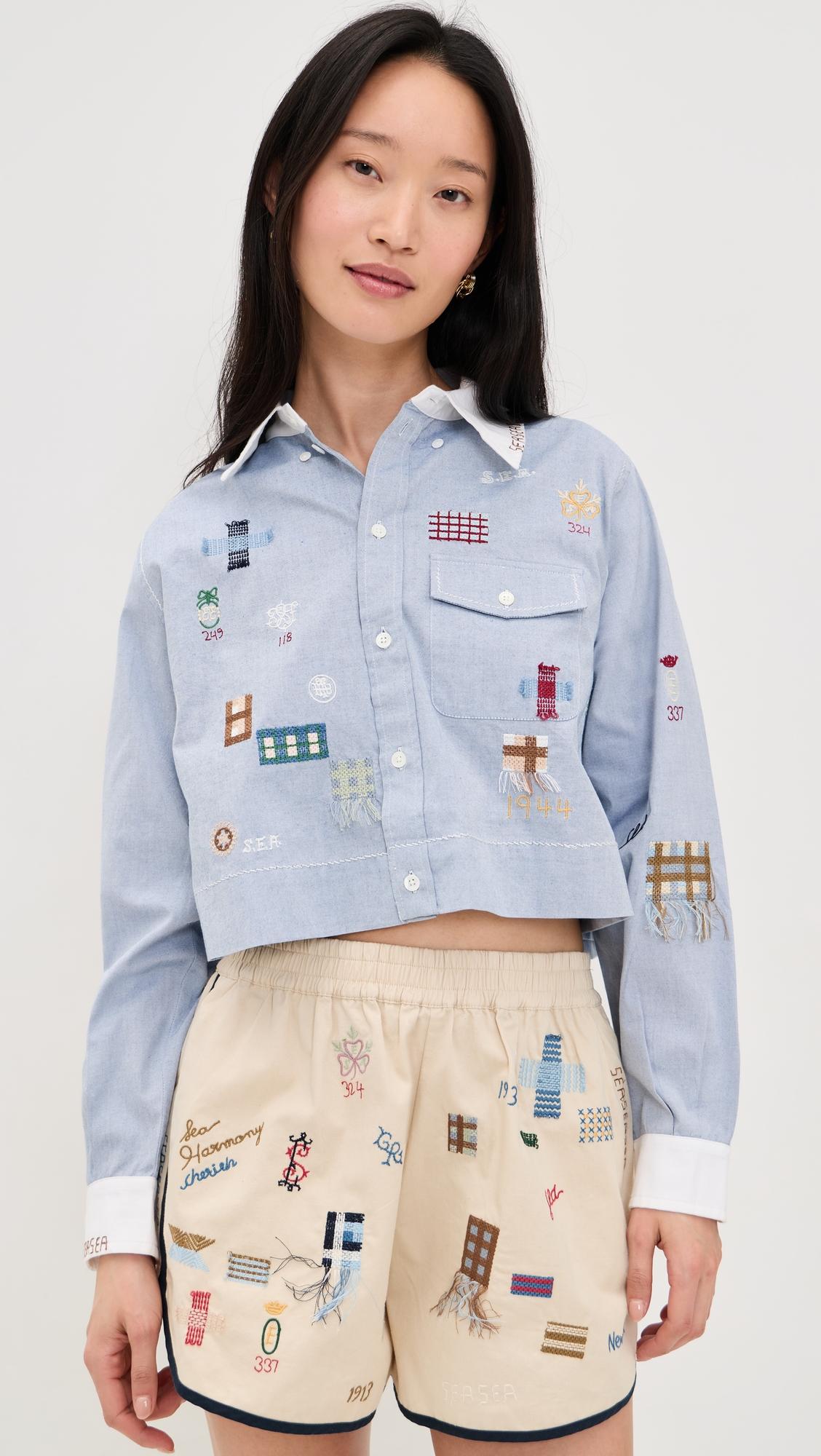claira embroidered button down shirt