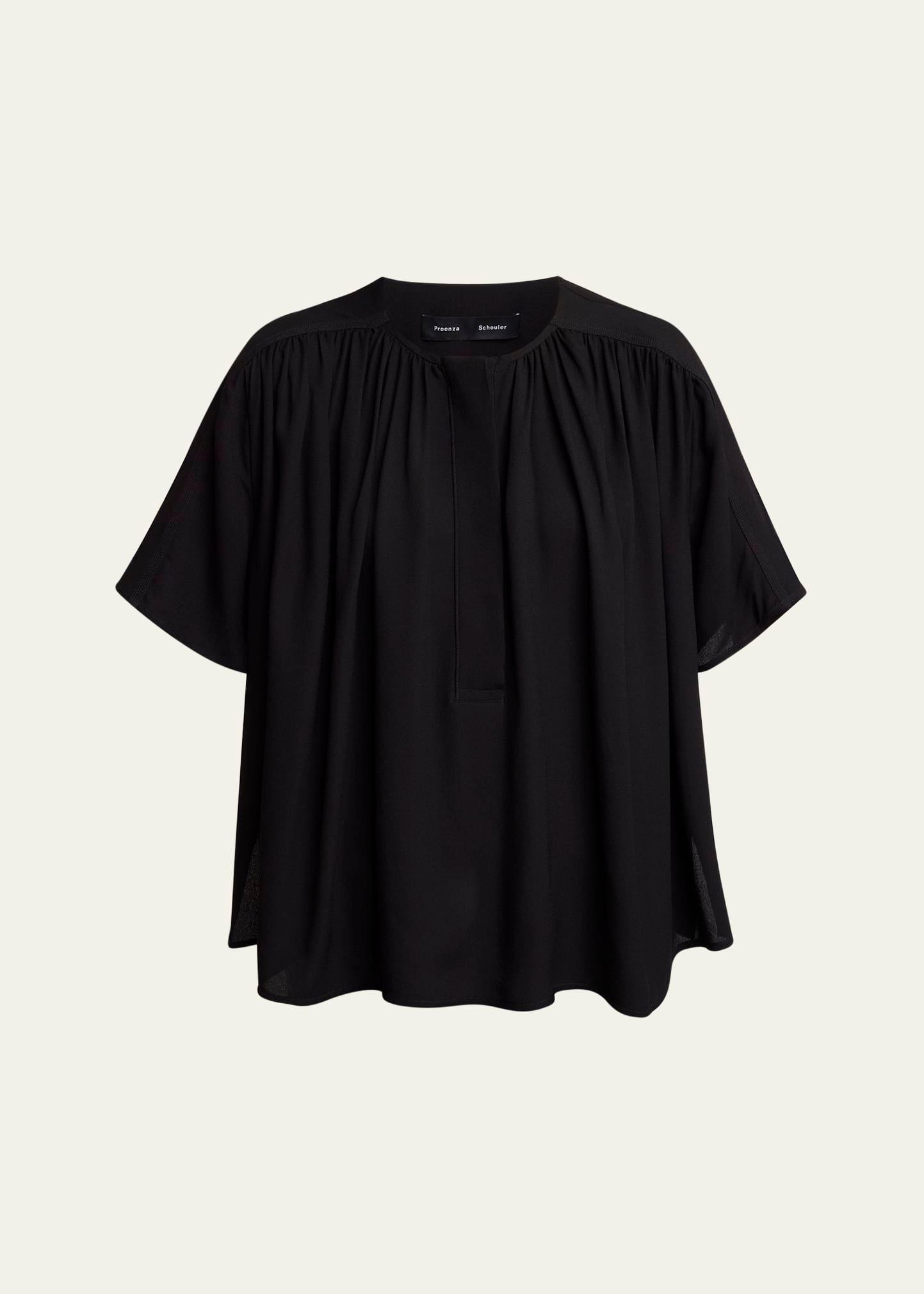 claire shirred viscose georgette top