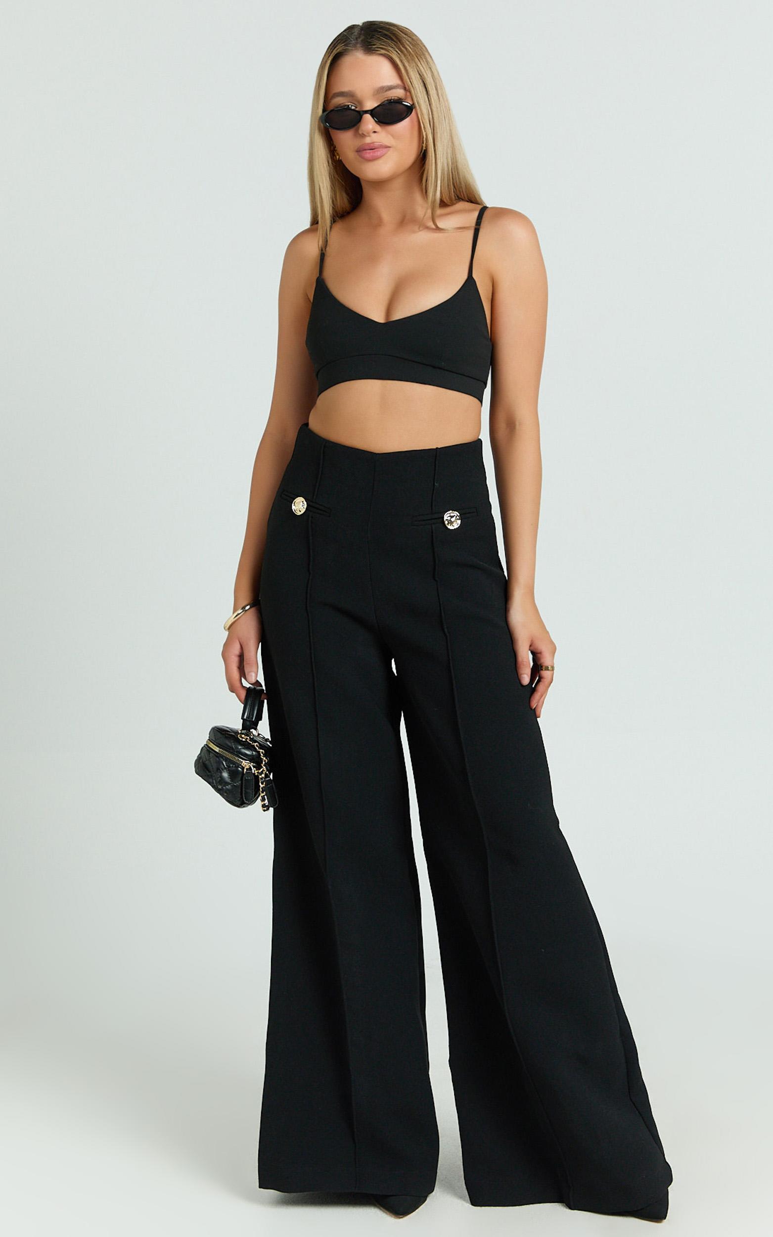 clara pants - high waisted wide leg pants in black