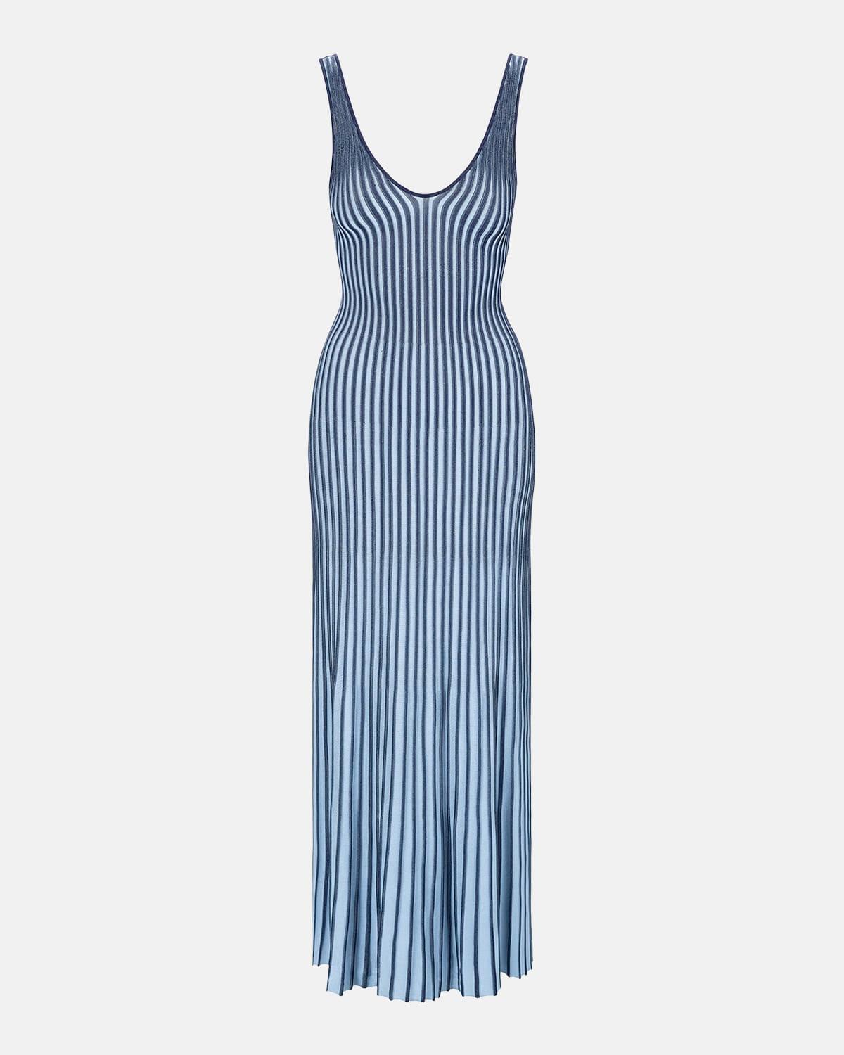 claretta backless pleated rib-knit dress