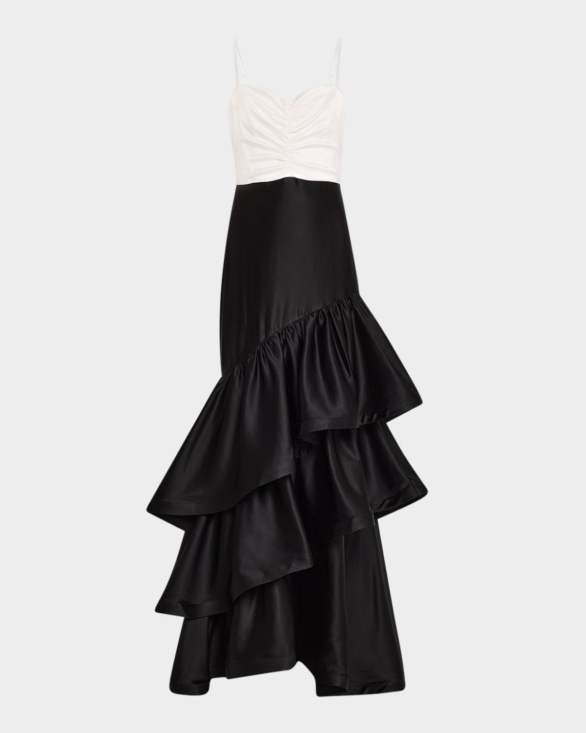 clarice two-tone ruffle tiered gown