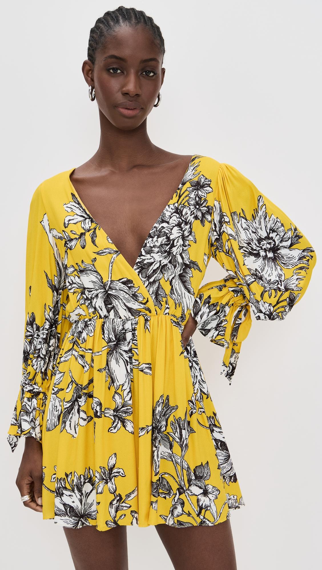 clarissa deep v tie sleeve mini dress