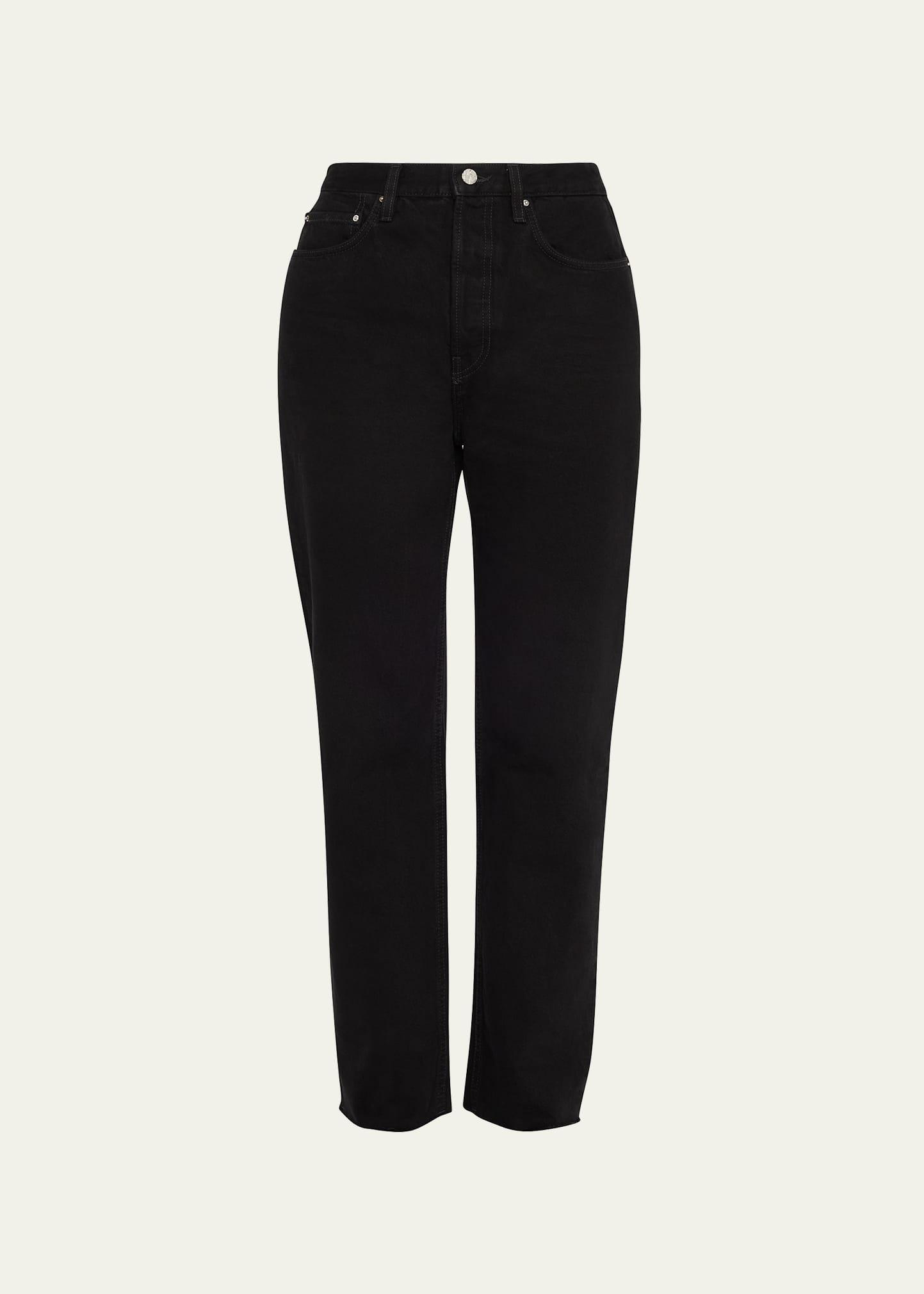 classic-cut frayed denim pants