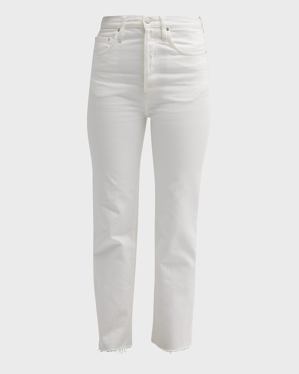 classic cut straight-leg ankle denim jeans