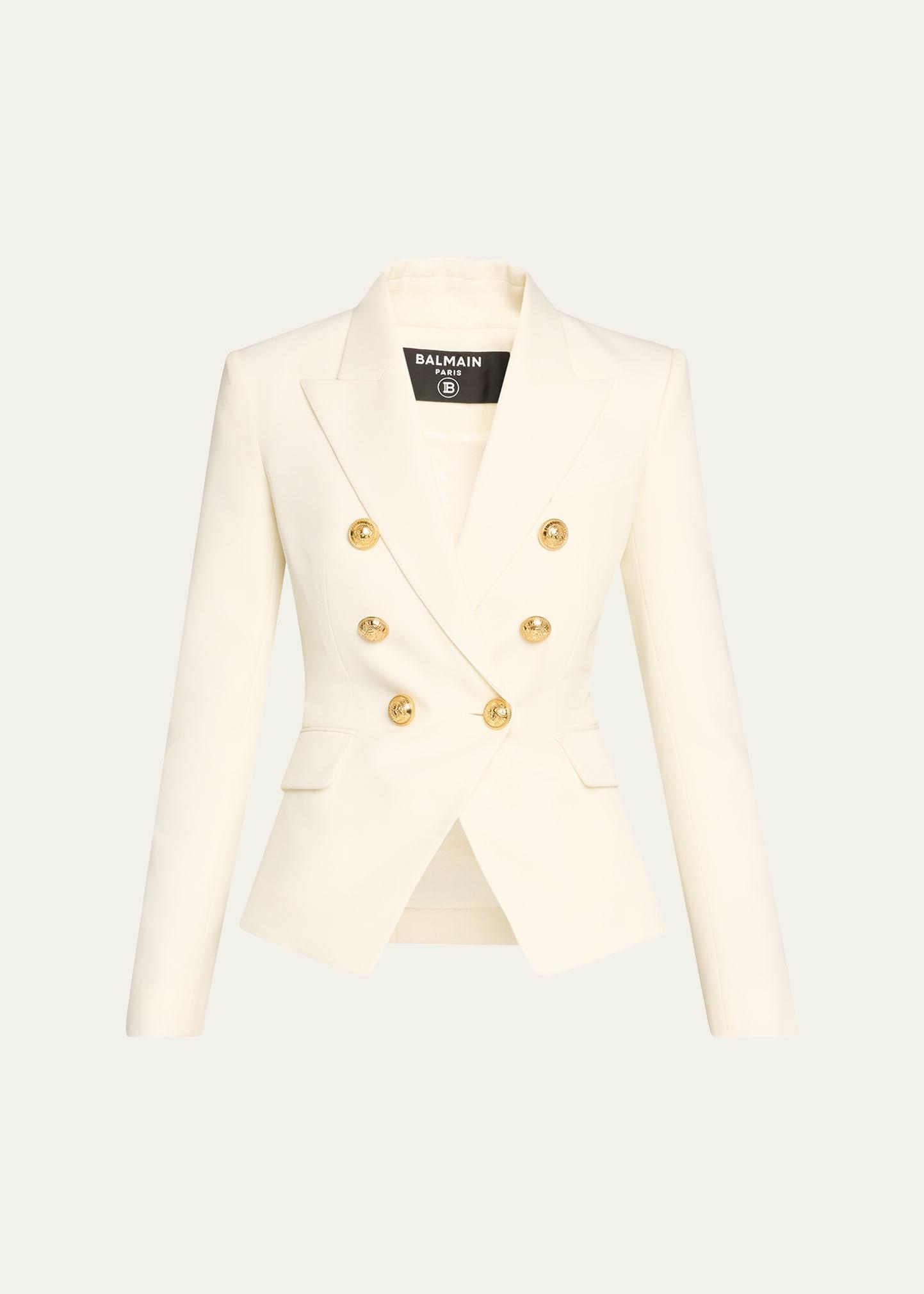 classic double-breasted fitted wool jacket