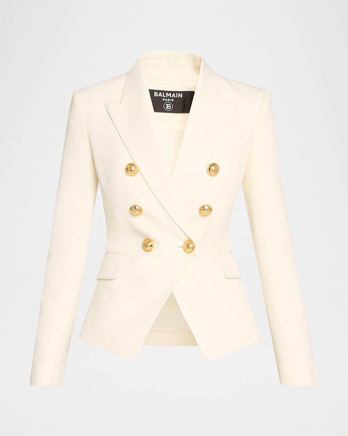 classic double-breasted fitted wool jacket