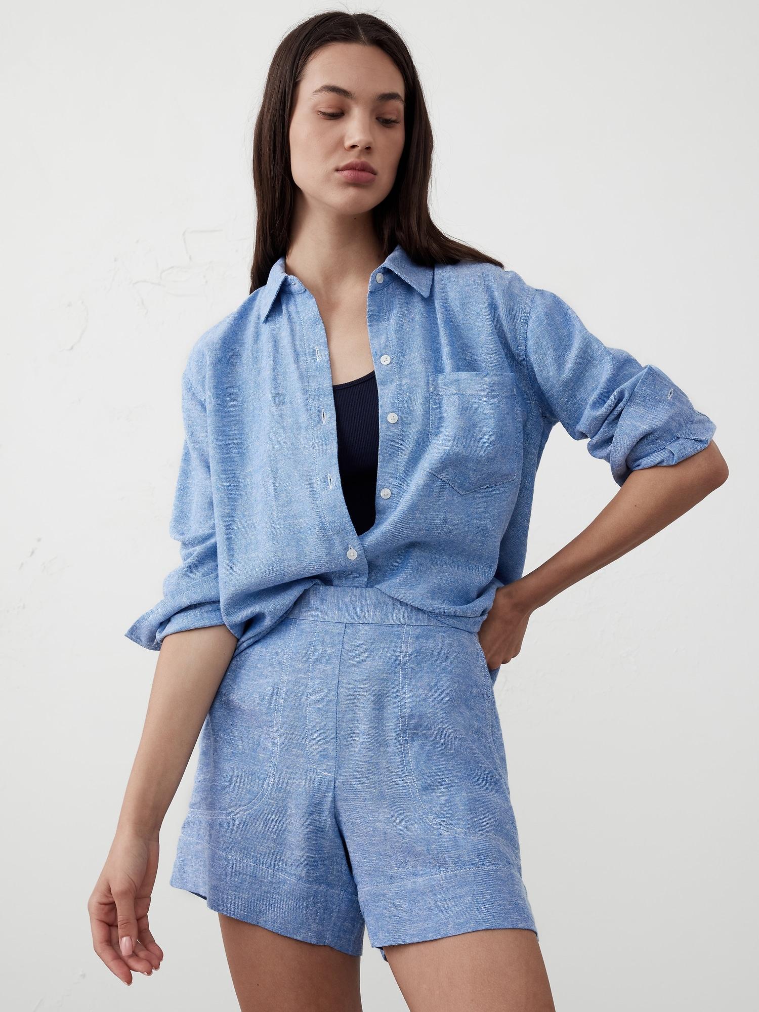 classic linen-blend shirt