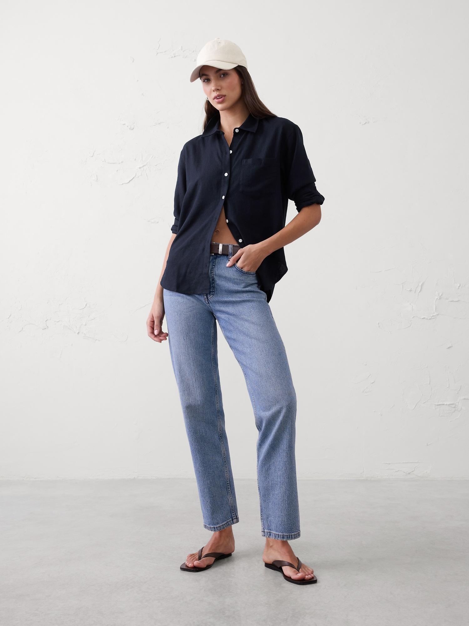 classic linen-blend shirt