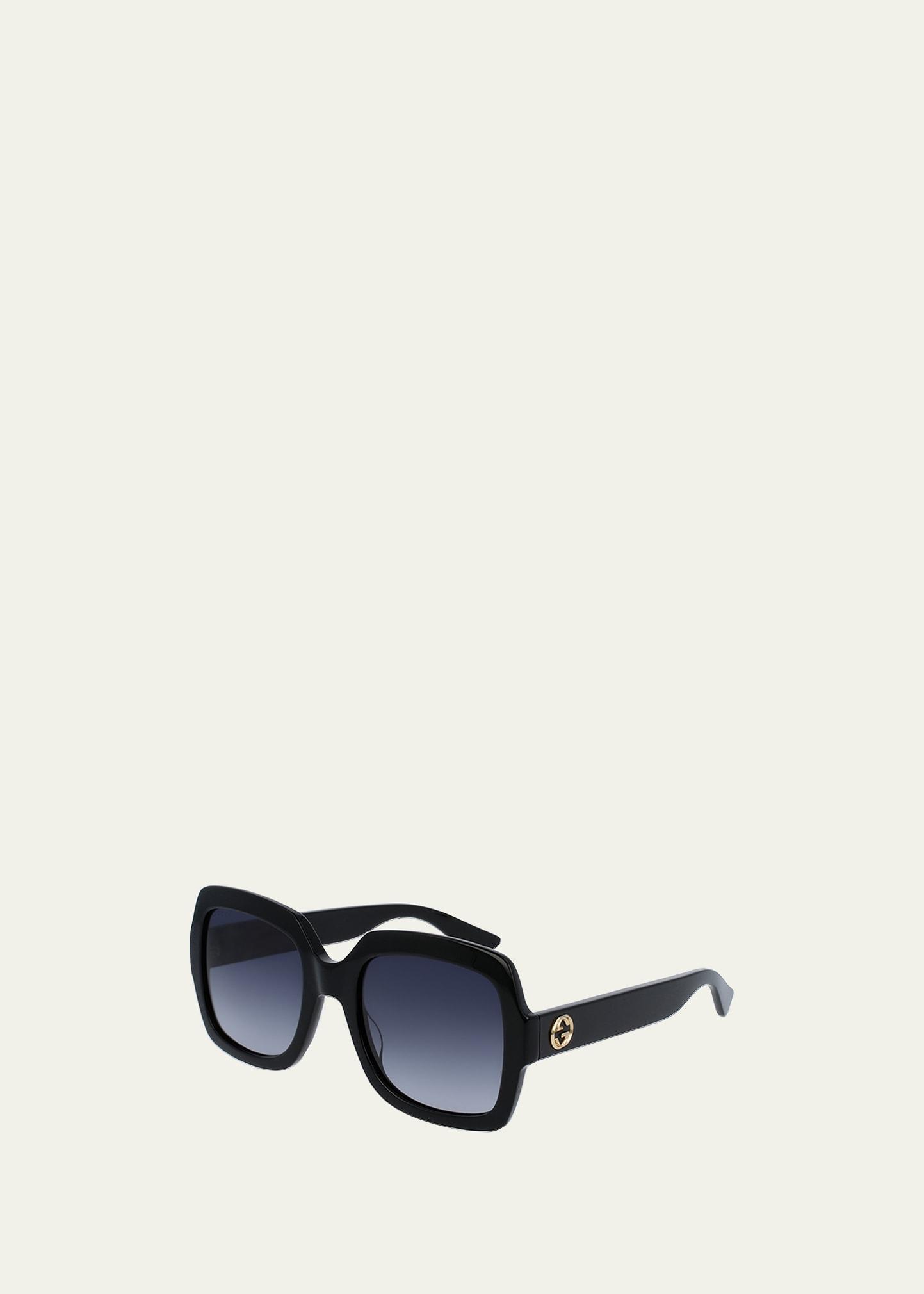 classic oversized rectangular sunglasses, black