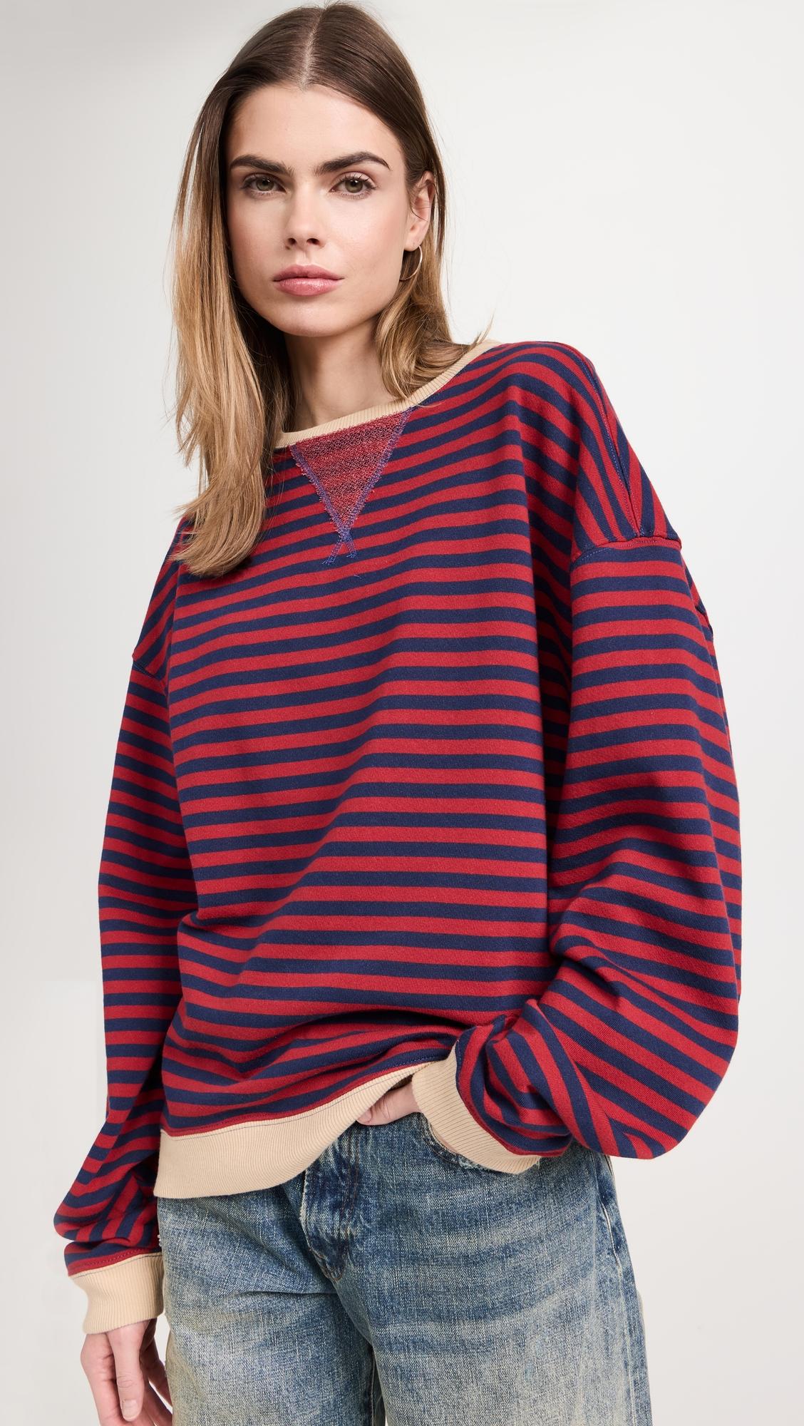 classic striped crew sweatshirt