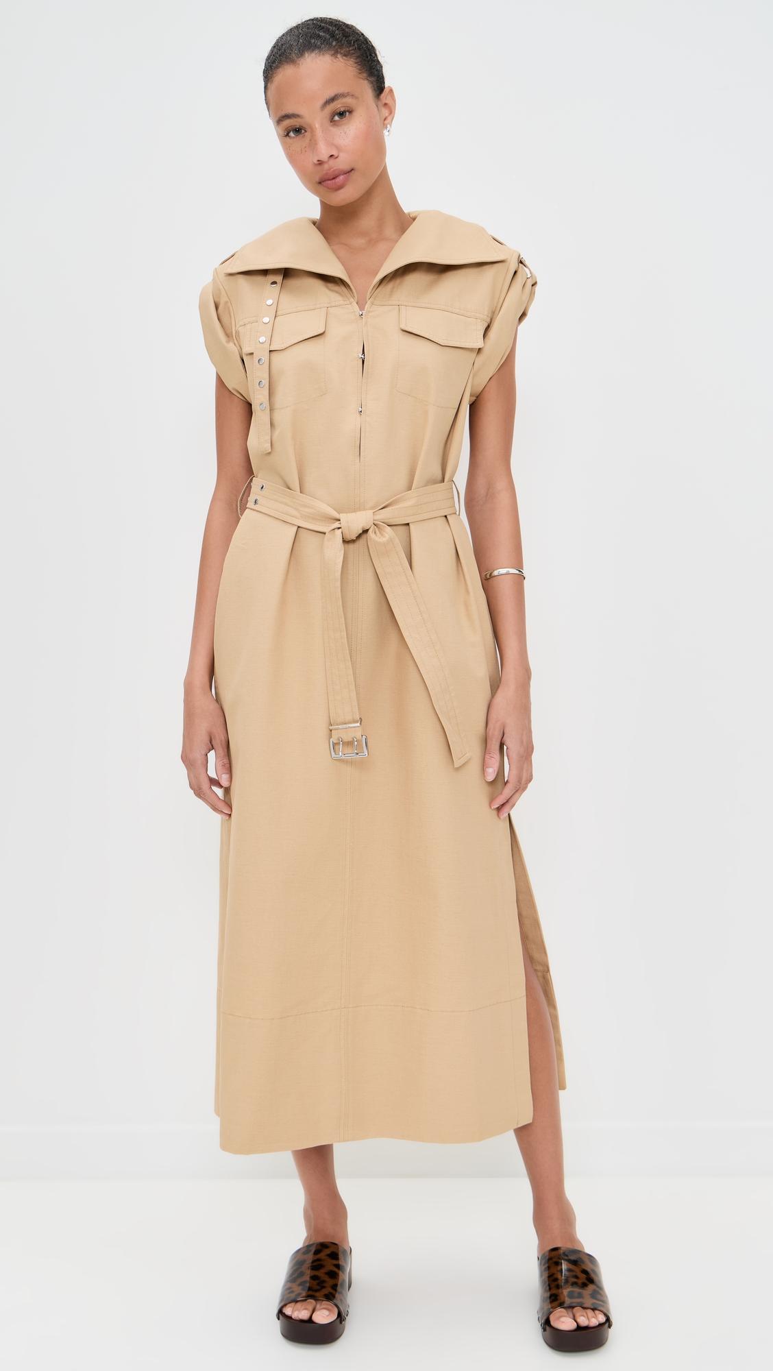 classic summer suiting cowl neck long dress