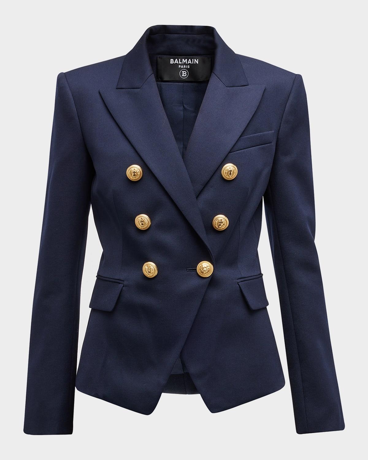 classic wool blazer w/ button detail