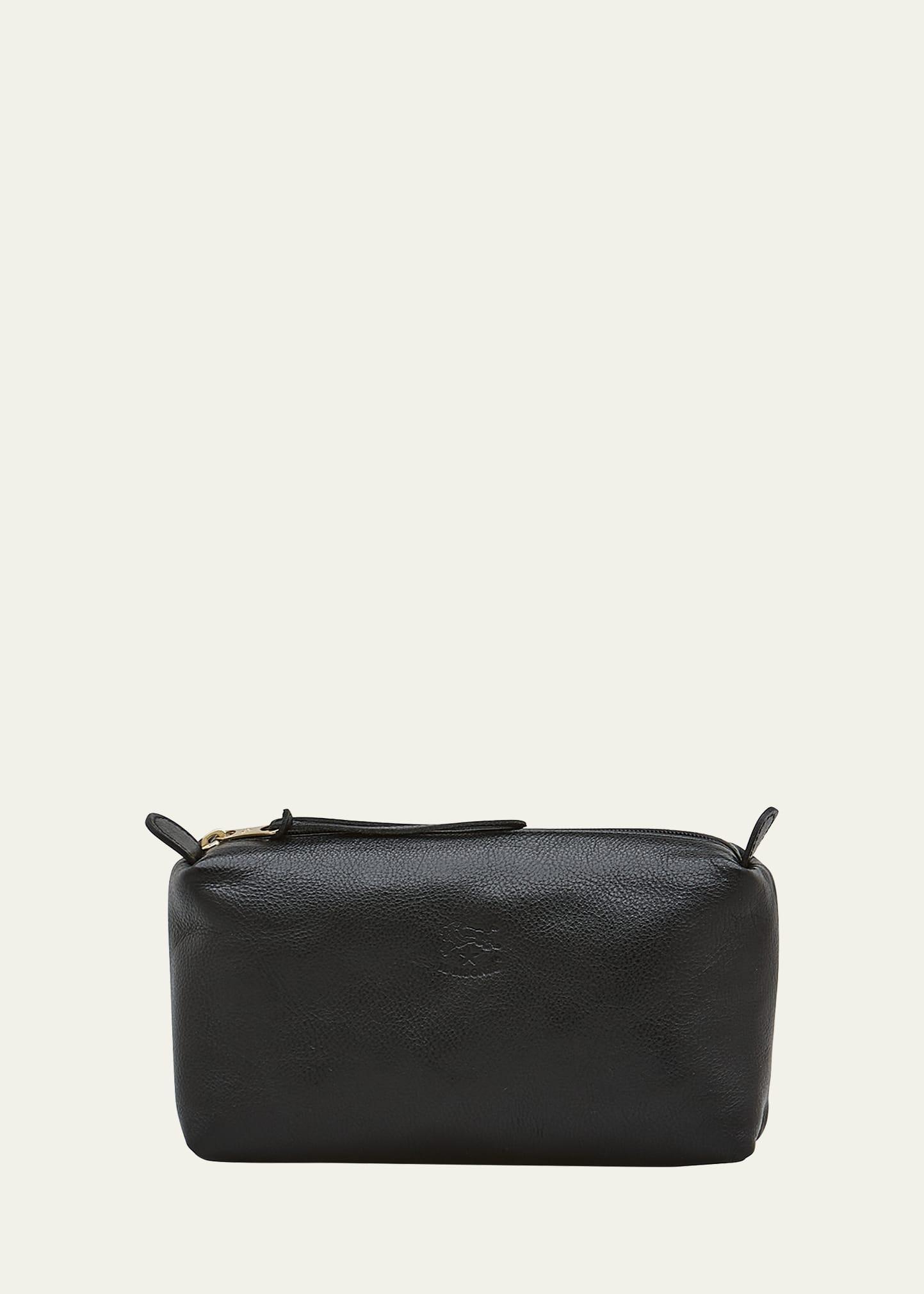 classic zip leather cosmetic bag