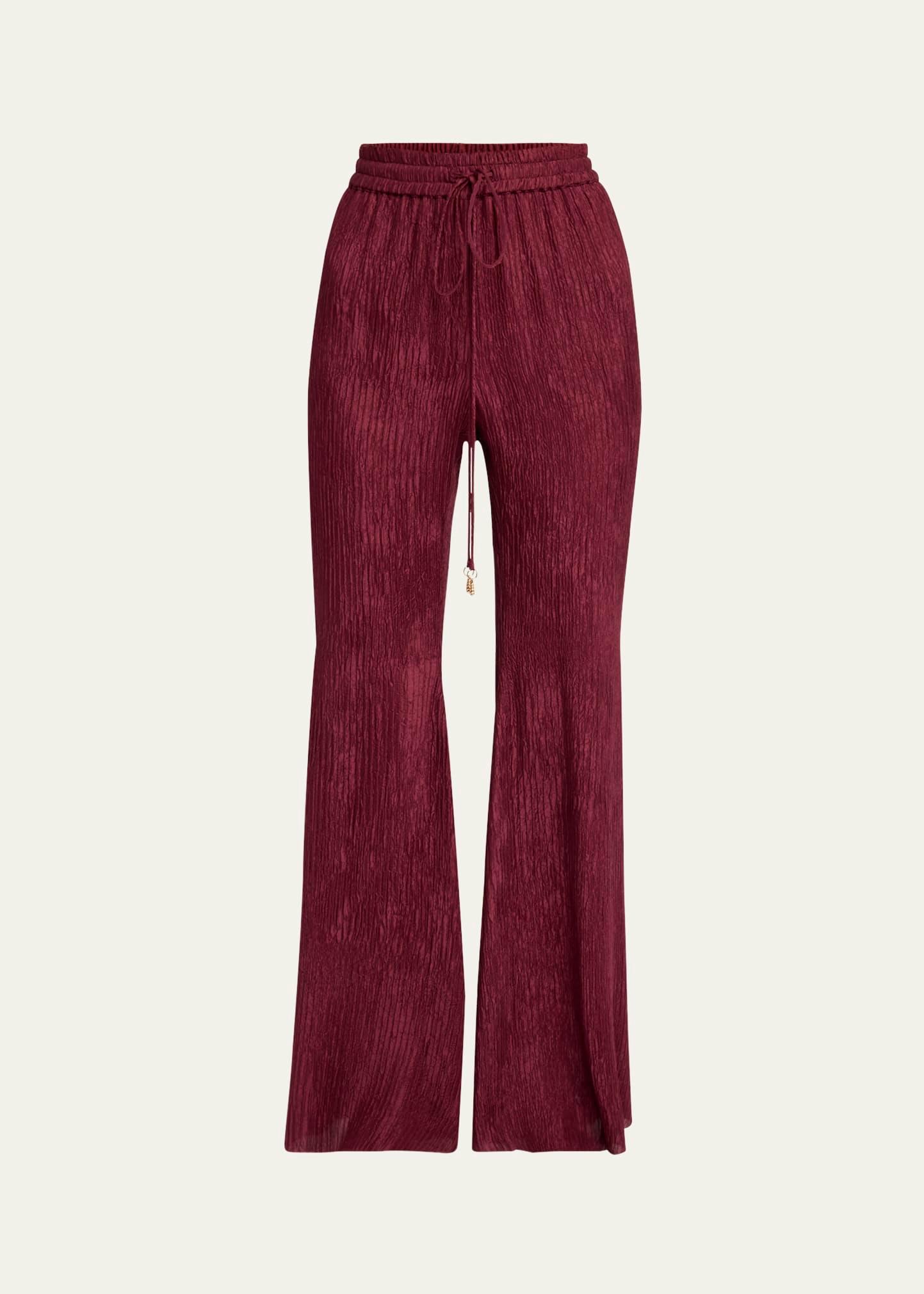 claude crinkle drawstring flared pants
