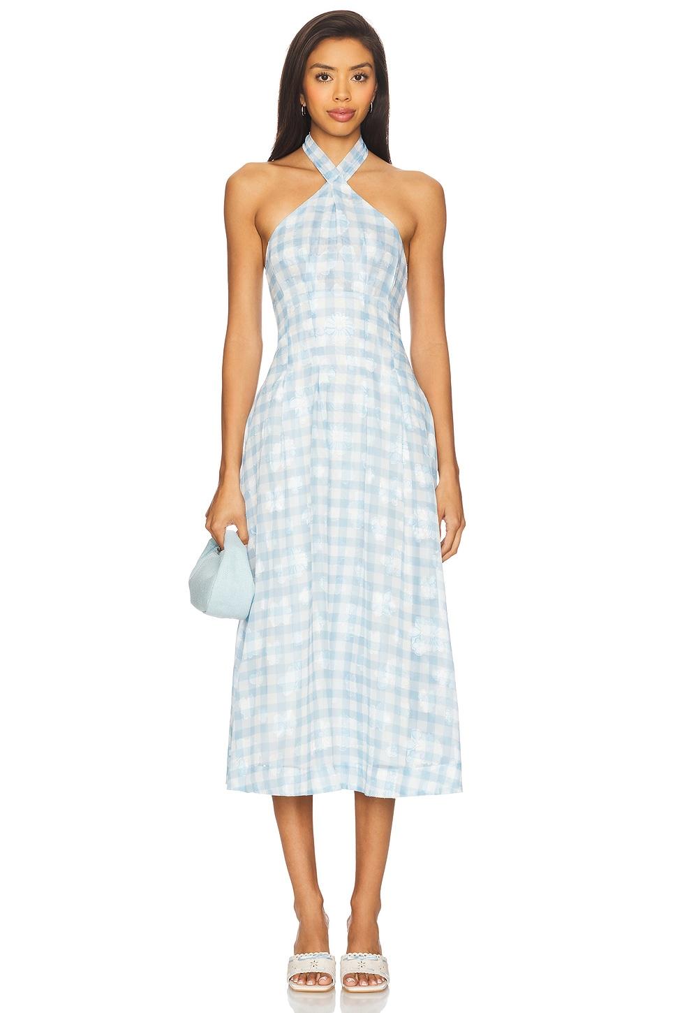 claudette gingham midi dress