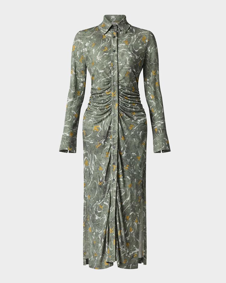 claudia abstract gathered waist dress