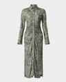 claudia abstract gathered waist dress
