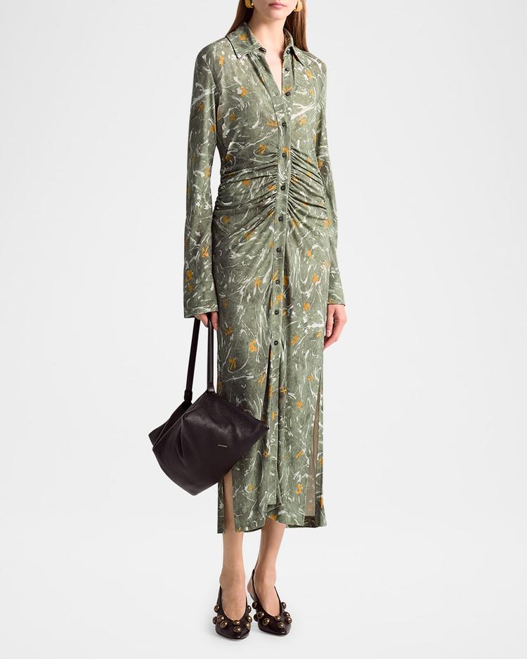 claudia abstract gathered waist dress