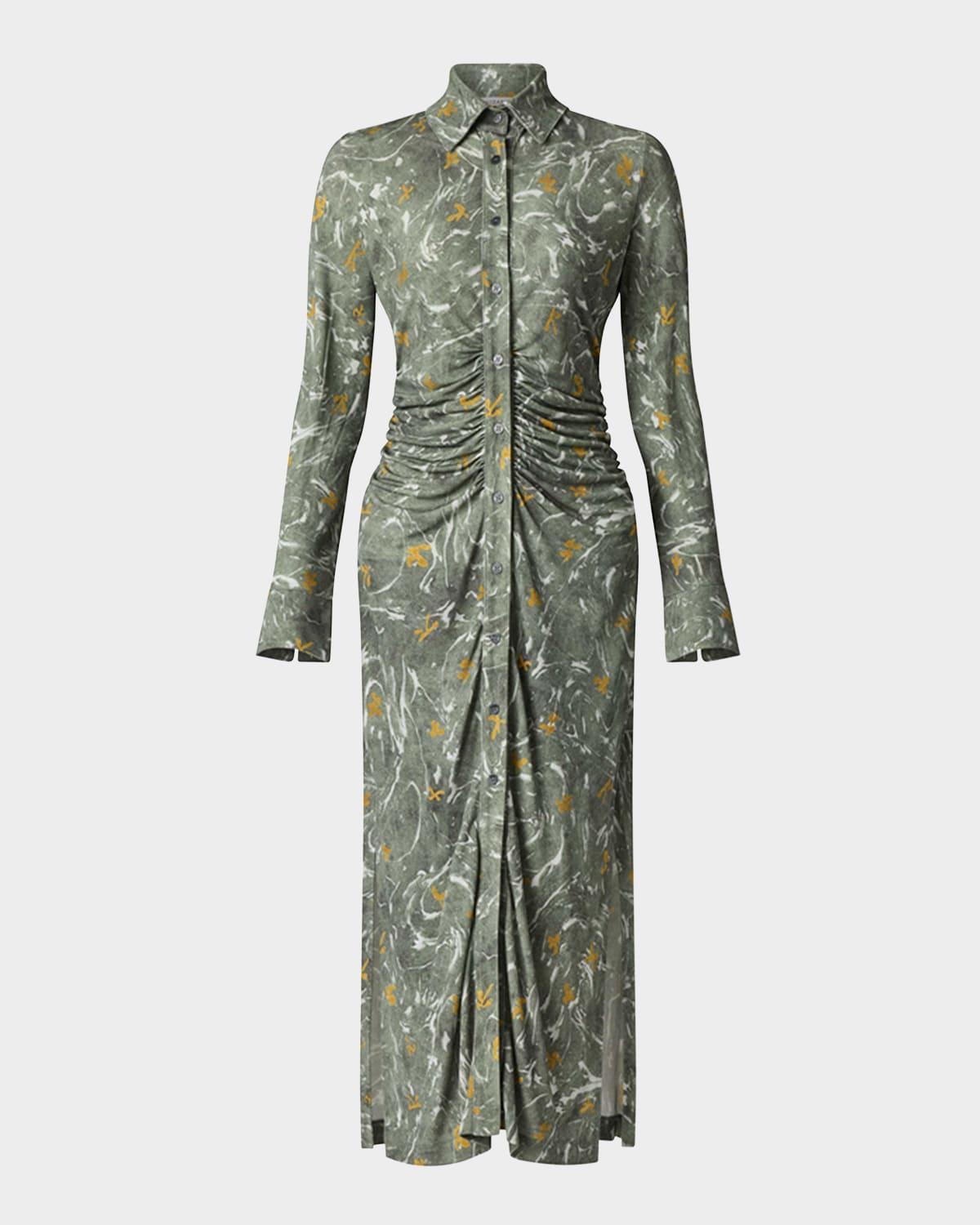 claudia abstract gathered waist dress