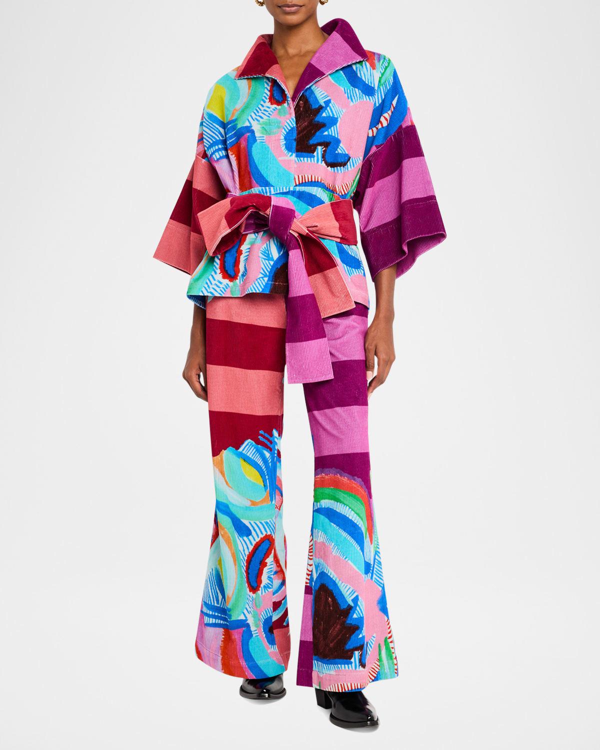 claudia corduroy belted fantasia blouse