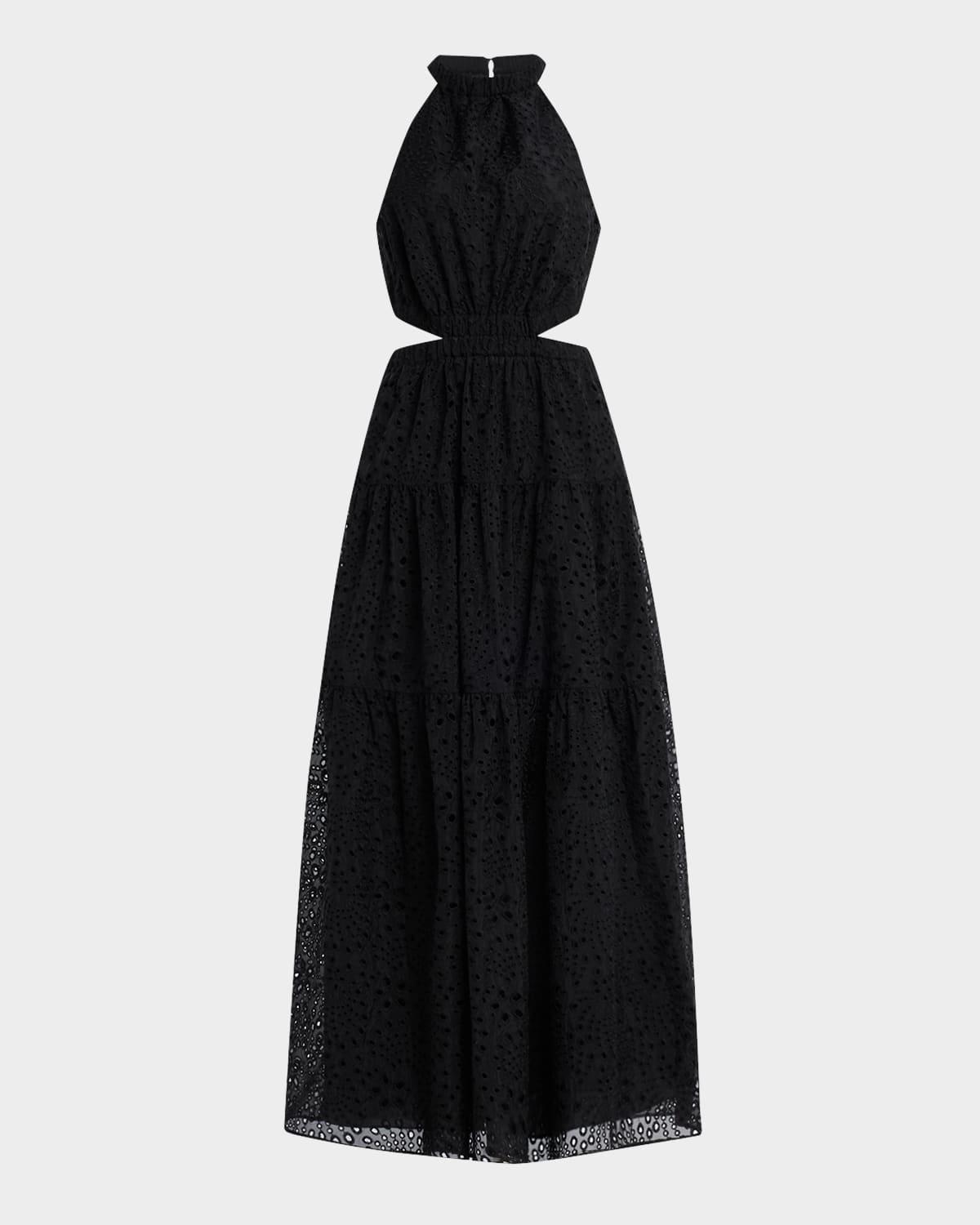 claudia embroidered cutout maxi dress