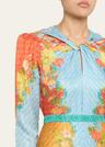 claudia floral silk long-sleeve fluted midi dress