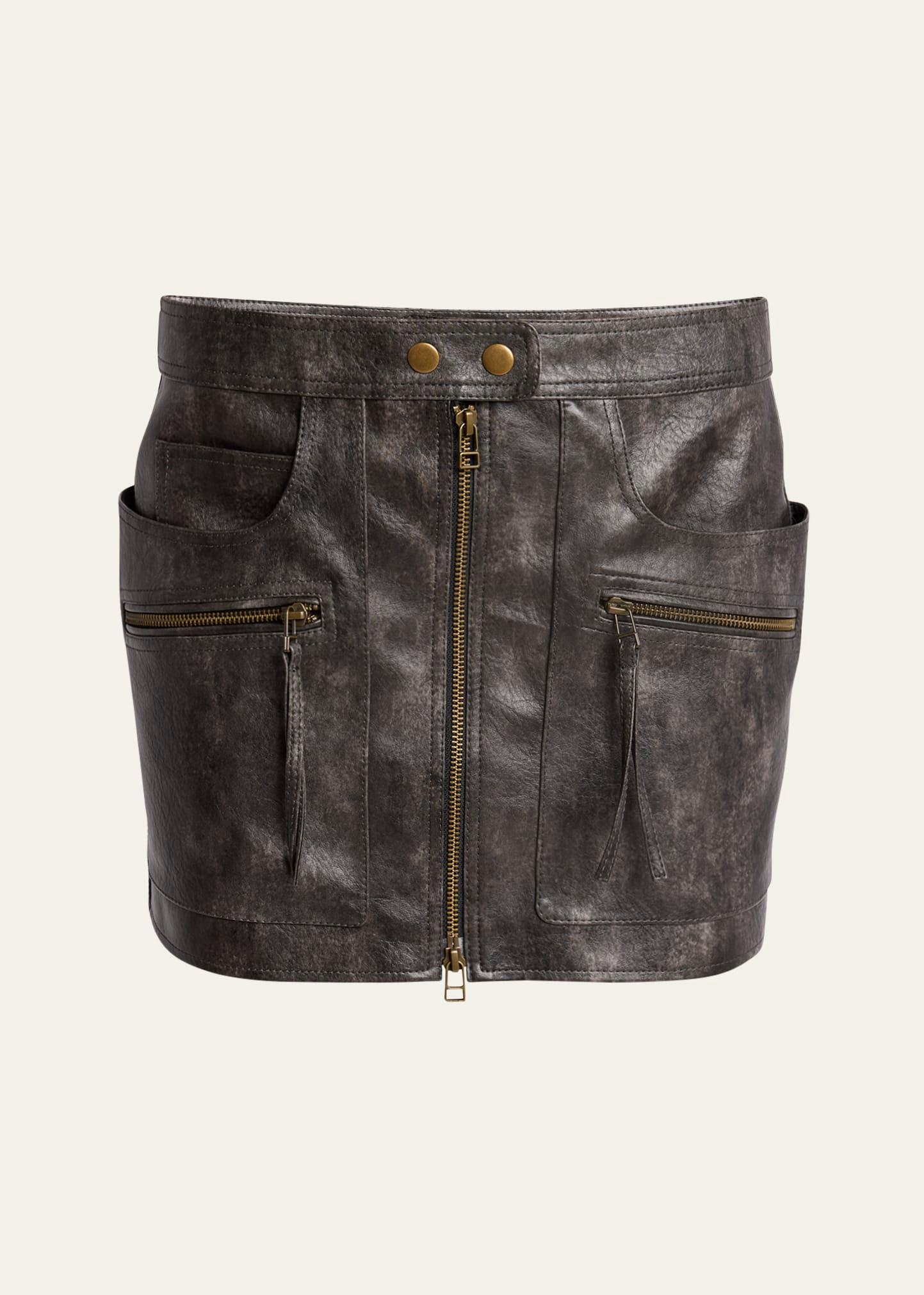 claudine faux leather zip mini skirt