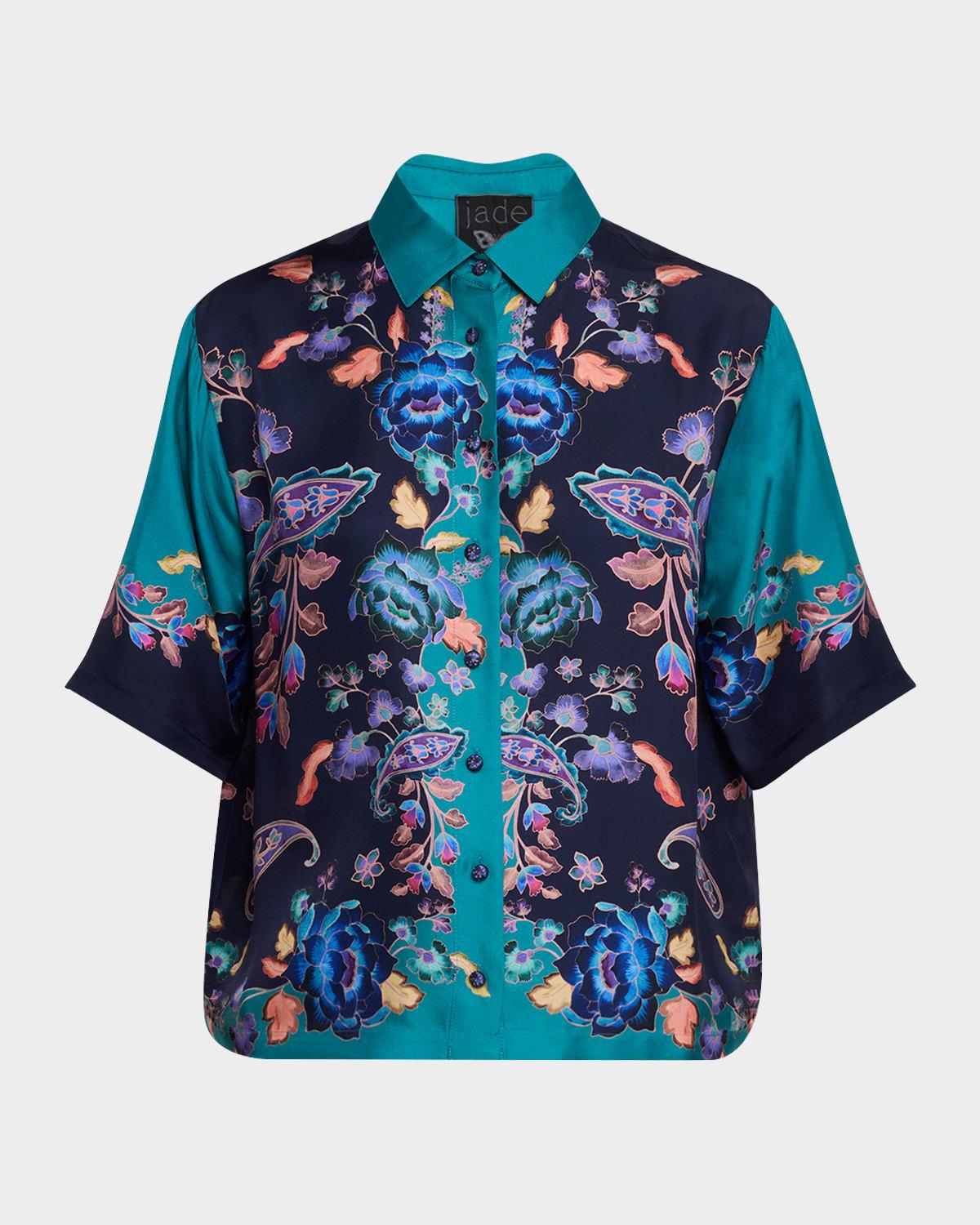 claudine floral-print crepe de chine shirt