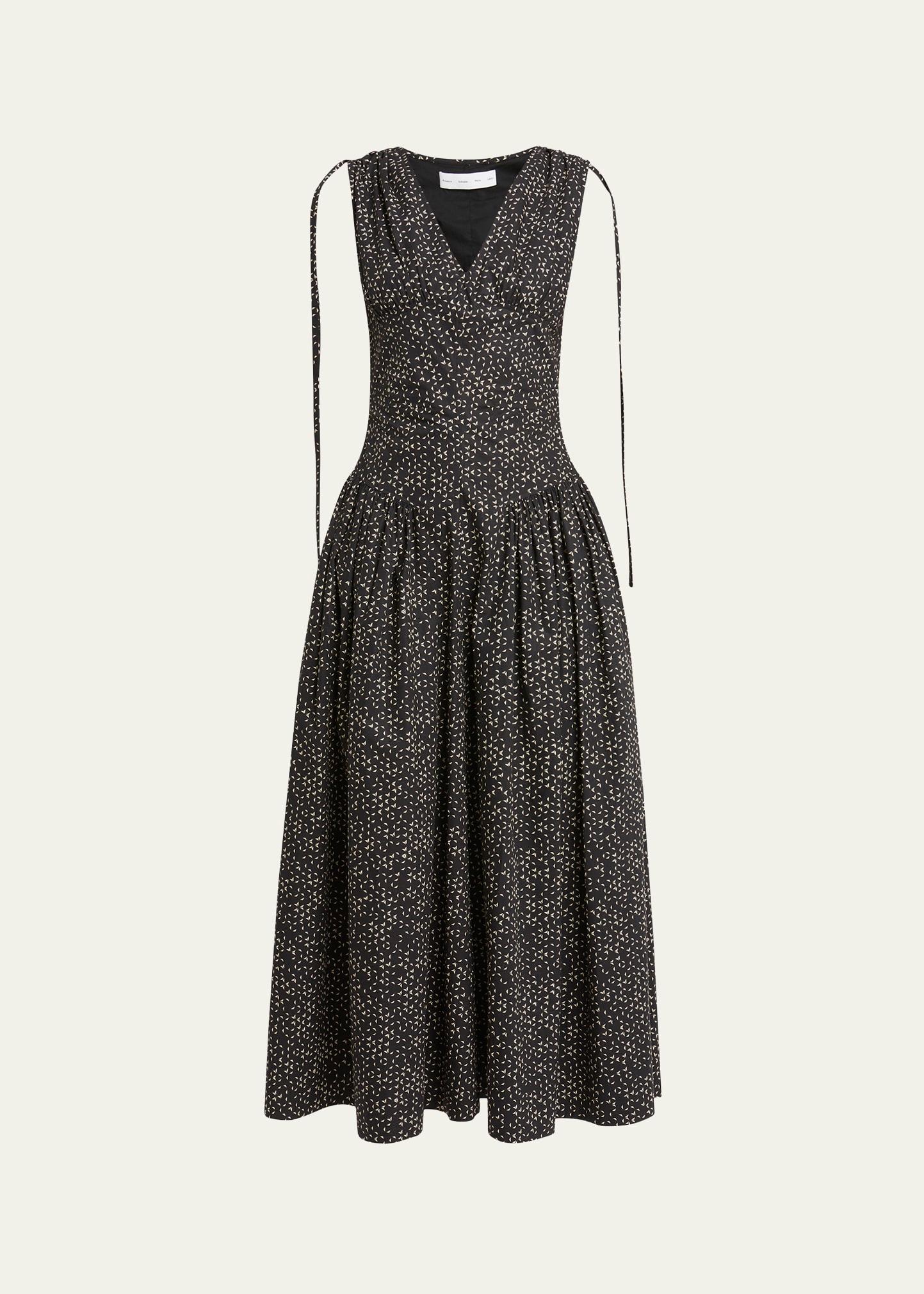 clayton printed poplin drop-waist dress