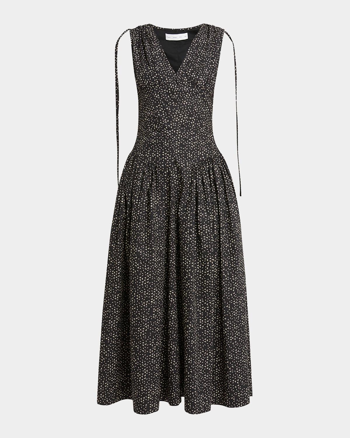 clayton printed poplin drop-waist dress