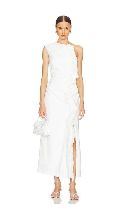 clea elijah fringe dress in white.
