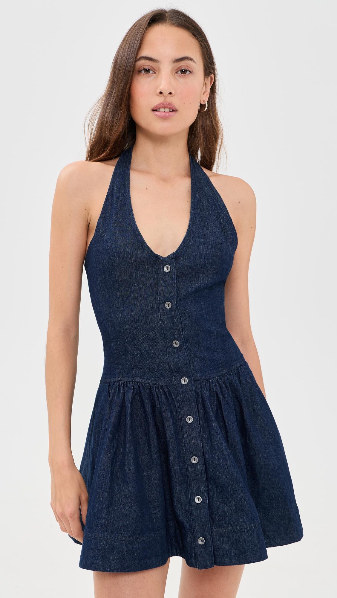 clean break denim mini dress