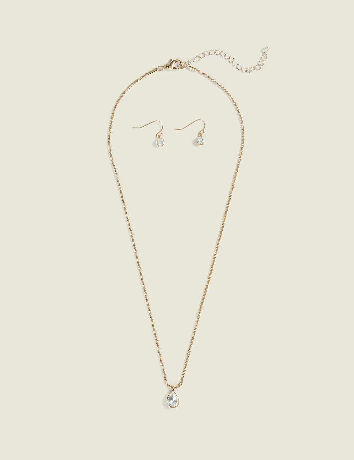 clear imitation stone necklace & earring set