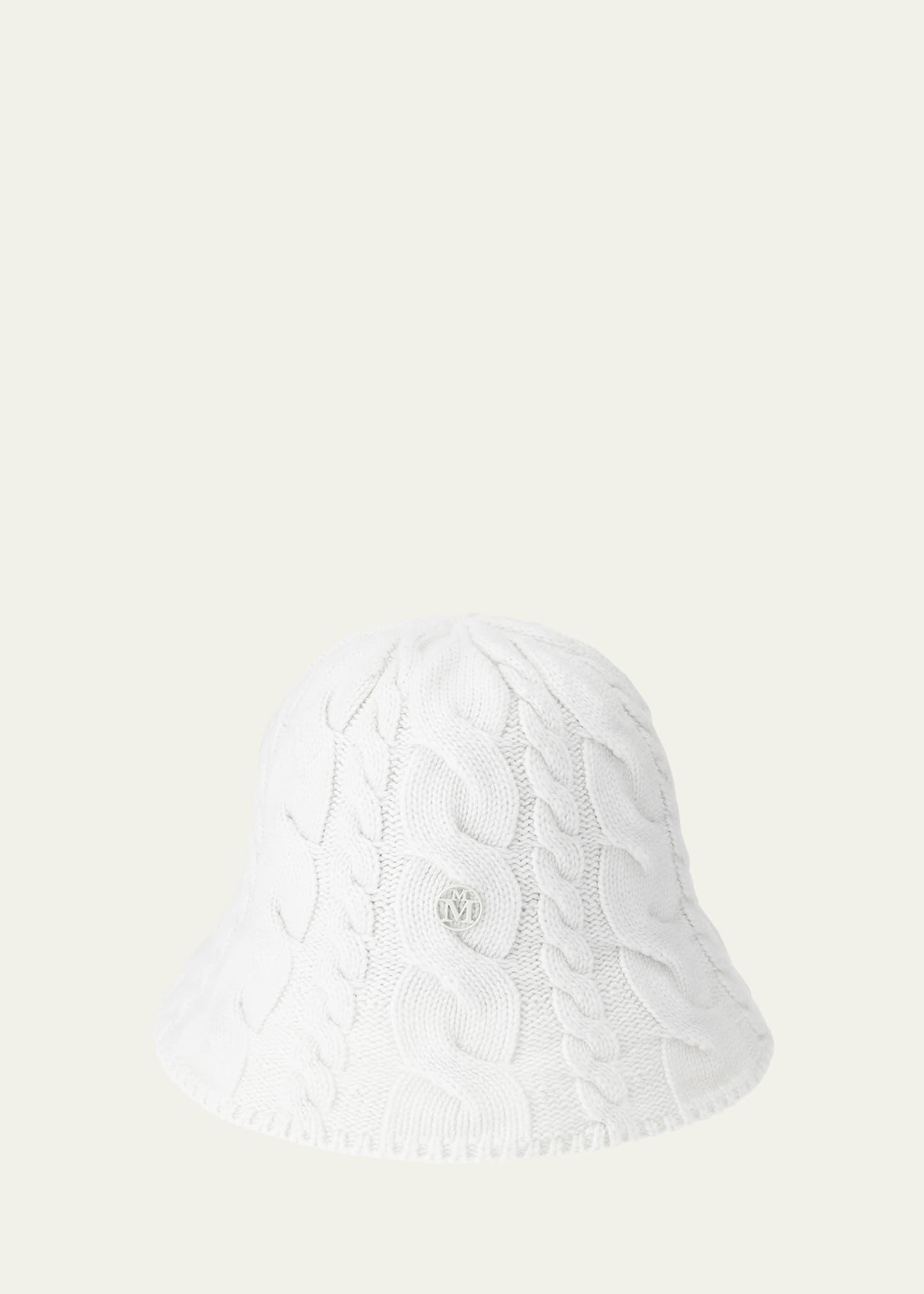 clem white cable knit cashmere bucket hat
