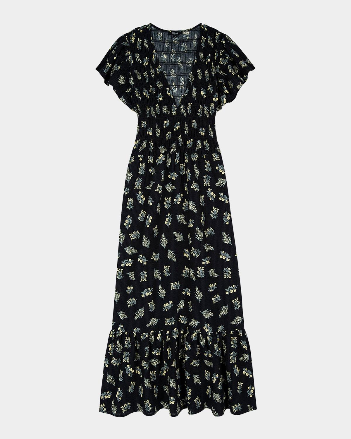 clementine flutter-sleeve midi dress
