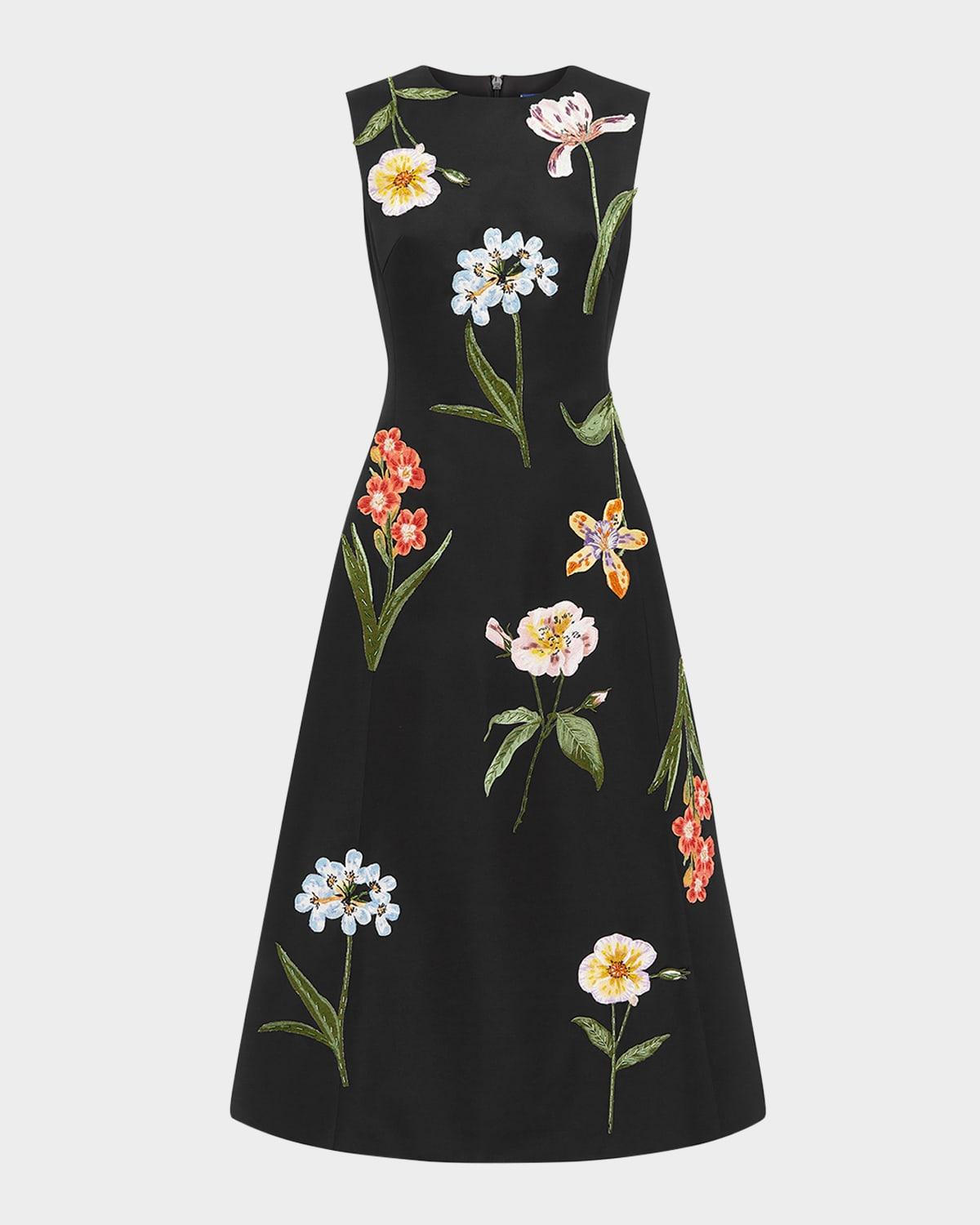 cleo beaded floral-embroidered midi dress