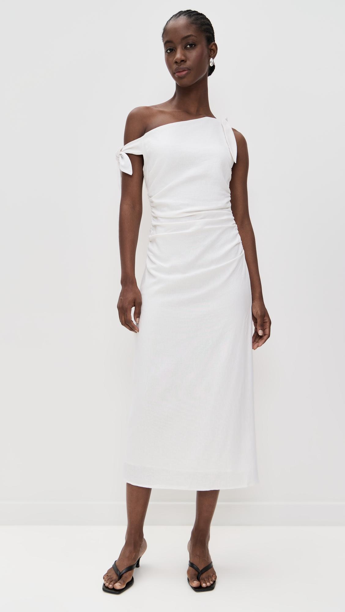 cleo tie shoulder midi dress